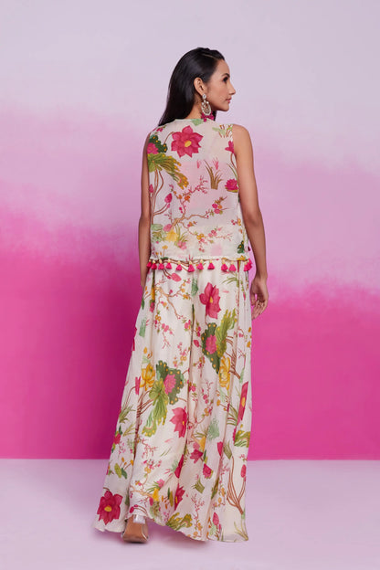 Off- White Cotton Silk Printed Co-ord Set