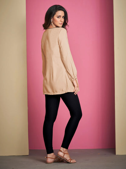 Reddish Orange Rayon Short Kurti