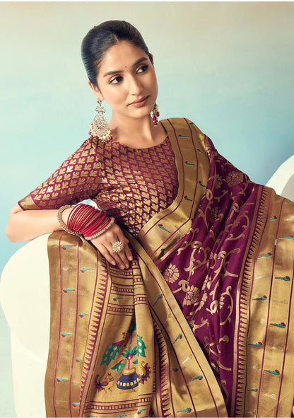 Maroon Burnout Georgette Saree with Traditional Design