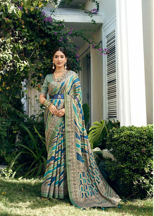 Green  Burnout Georgette Saree with Fancy Design