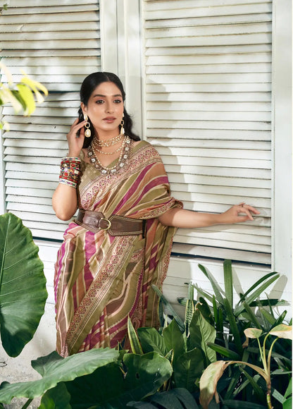 Multi Color Burnout Georgette Saree with Fancy Design