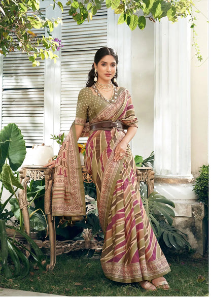 Multi Color Burnout Georgette Saree with Fancy Design