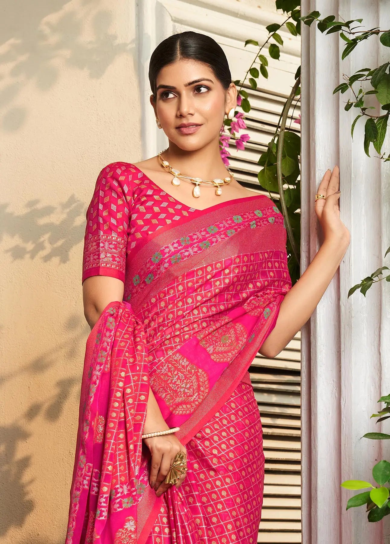 Red Burnout Georgette Saree with Traditional Design
