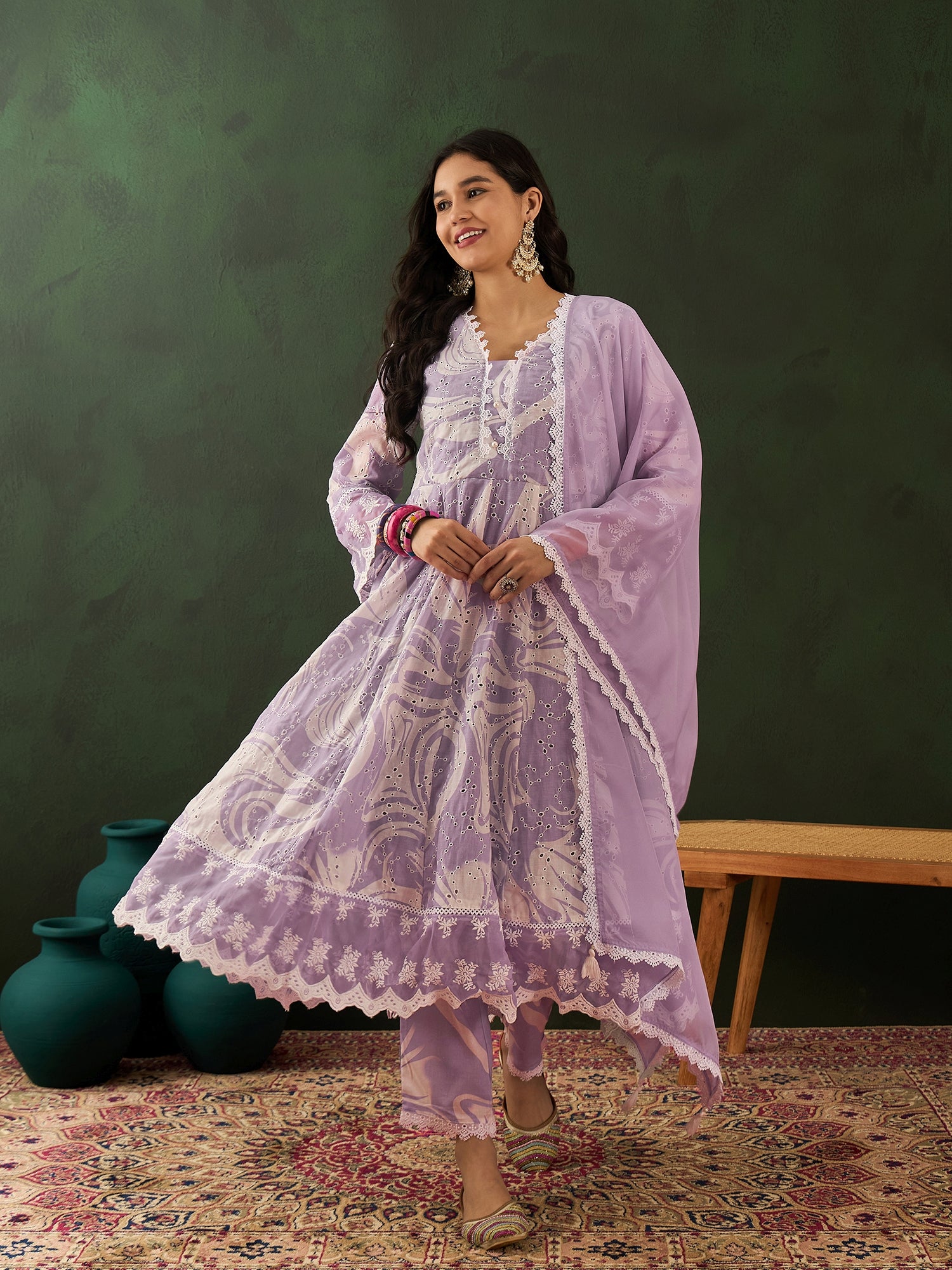 Purple Anarkali Suit - Guldori