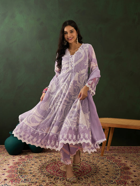 Purple Anarkali Suit - Guldori