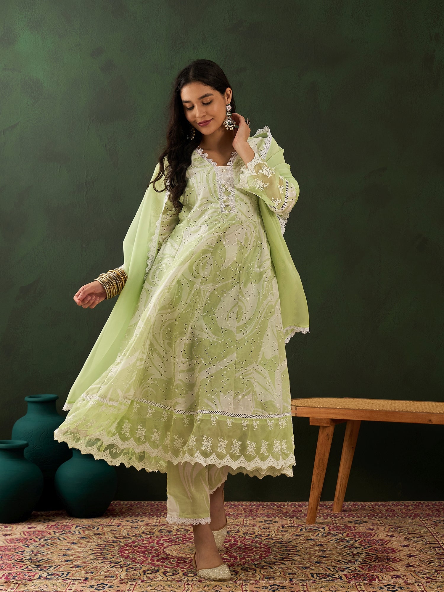 Green Anarkali Suit - Guldori