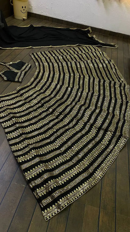 Black Kasturi Silk Lehenga Choli With Sequence & Dori Work