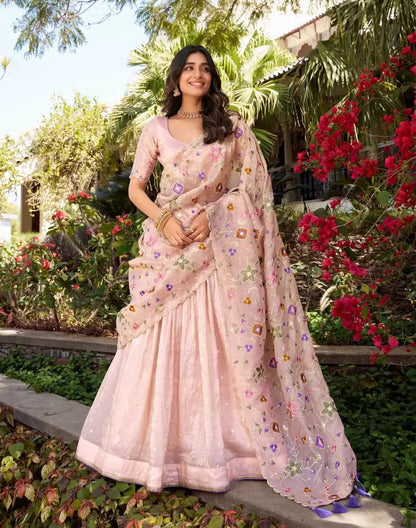 Pastel Pink Crush Sequence Embroidery Lehenga Choli