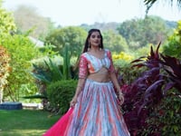 Pink With Multi Color Lehenga With Sequins Zari Embroidery Work With Digital Print