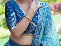 Light Blue Grey Lehenga Choli With Thread And Sequins Embroidery Work