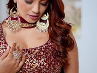 Wine Georgette Sequins And Zari Embroidered Lehenga choli