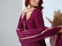 Wine Zari Sequins Embroidery Work Georgette Lehenga Choli