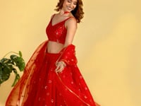 Red Georgette Lehenga With Sequins And Zari Embroidered Work