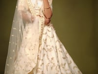 White Silk Lehenga Choli With Thread Zari Dori And Sequins Embroidery Work