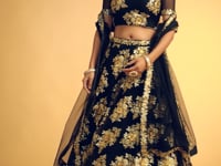 Black Soft Net Lehenga With Zari And Multiple Sequins Embroidery Work