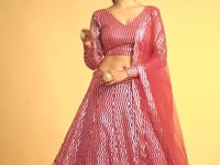 Hot Pink Soft Net Lehenga Choli With Thread And Multiple Sequins Embroidery Work