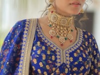 Blue Organza Floral Print Lehenga With Thread Zari Dori And Sequins Embroidery Work