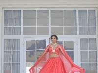 Pink Organza Floral Print Lehenga With Thread Zari Dori And Sequins Embroidery Work