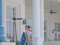 Blue Thread Zari Dori And Sequins Embroidery Work Art Silk Lehenga Choli