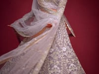 Dusky Orchid Soft Net Lehenga With Thread Zari Badla And Glitter Dori Embroidery Work