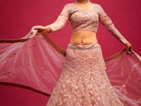 Pearl Pink Soft Net Lehenga With Thread Zari Badla And Glitter Dori Embroidery Work
