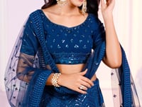 Blue georgette Lehenga With Sequins And Thread Embroidered Work