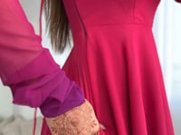 Dark Pink With Colorful Padding Plain Georgette Gown With Dupatta