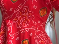 Ruby Red Soft Light Weight Chiffon Bandhej Print Gown With Dupatta