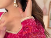 Pink Soft Light Weight Chiffon Bandhej Print Gown With Dupatta