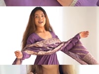 Mauve Purple Silk Gown With Jacquard Banarasi Dupatta