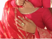 Dark Pink Silk Gown With Jacquard Banarasi Dupatta