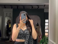 Black Satin Pearl Coding & Sequence Embroidery Lehenga Choli