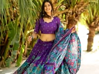 Purple Tussar Silk Kalamkari Printed Lehenga Choli