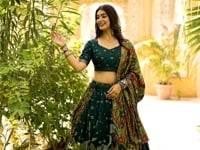 Green Tussar Silk Kalamkari Printed Lehenga Choli