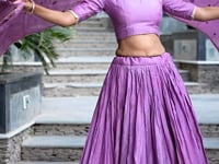 Lavender Chanderi Silk Lehenga Choli With Zari Weaving Work