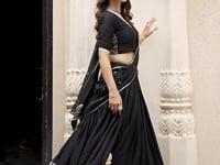 Black Chanderi Silk Lehenga Choli With Zari Weaving Work