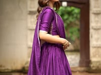 Dark Purple Chanderi Silk Lehenga Choli With Zari Weaving Work