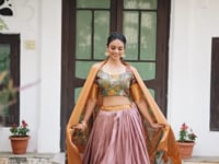 Onion Pink dola Silk Kalamkari Printed Lehenga Choli