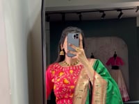 Orange Jacquard Silk Paithani Lehenga Choli With Zari Weaving Work