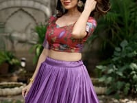Lavender Dola Silk Lehenga Choli With Kalamkari Print And Zari Weaving Work