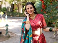 Dusty Red Tussar Silk Lehenga Choli With Kalamkari Print & Foil Work