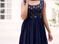 Blue Georgette Palazzo Salwar Suit With Thread And Sequins Embroidered Work