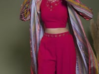 Rani Pink Georgette Embroidery Work Co-ord Set