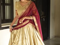 Beige Cotton Silk Weaving Work Paithani Lehenga Choli