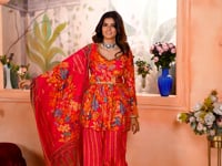 Rani Pink Digital Floral Print Silk Salwar Suit