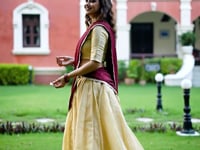 Beige Kanchipuram Zari Weaving Work Lehenga Choli