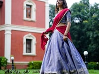 Royal Blue Kanchipuram Zari Weaving Work Lehenga Choli
