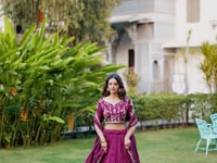 Wine Vichitra Silk Lehenga Choli Sequins and Thread Embroidery Work