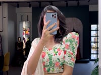 Cream Georgette Floral printed Lehenga Choli