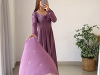 Dark Mauve Purple Silk Anarkali Gown With Georgette Embroidery Work Dupatta